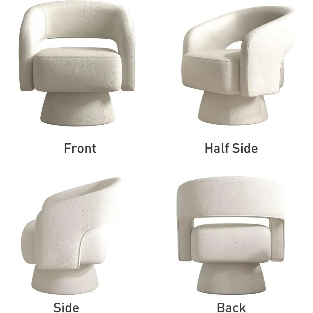 Home Swivel Barrel Chair, Velvet Accent Armchair 360 Degree Swivel Club Chair for Living Room Bedroom Reception Room, Beige