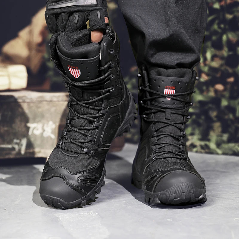 Men's outdoor non-slip jungle training boots four seasons high top plus size hiking boots professional protective desert boots