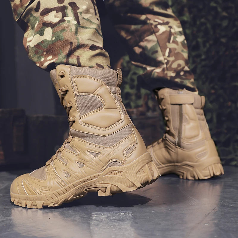 Men's outdoor non-slip jungle training boots four seasons high top plus size hiking boots professional protective desert boots