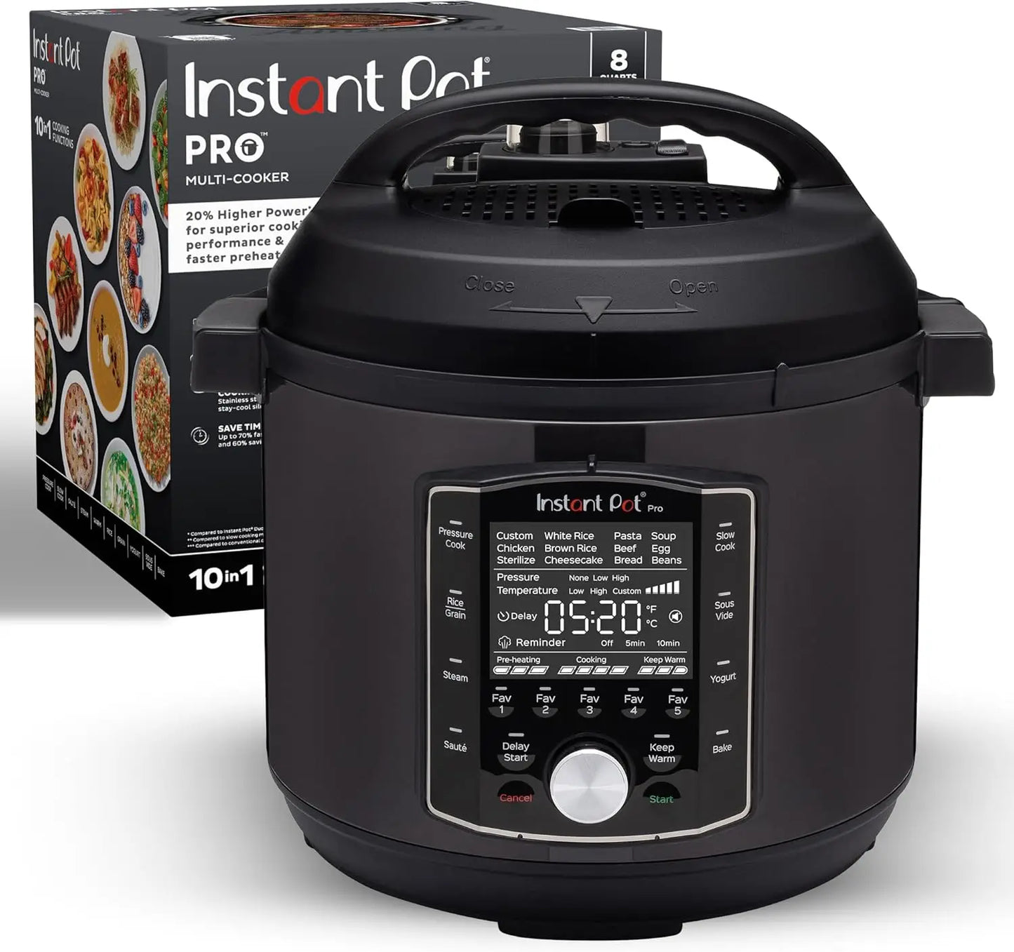 Instant Pot Pro (8 Qt) 10-In-1 Pressure Cooker, Slow Cooker, Rice/Grain Cooker, Steamer, Sauté, Sous Vide, Yogurt Maker,