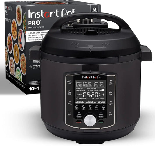 Instant Pot Pro (8 Qt) 10-In-1 Pressure Cooker, Slow Cooker, Rice/Grain Cooker, Steamer, Sauté, Sous Vide, Yogurt Maker,