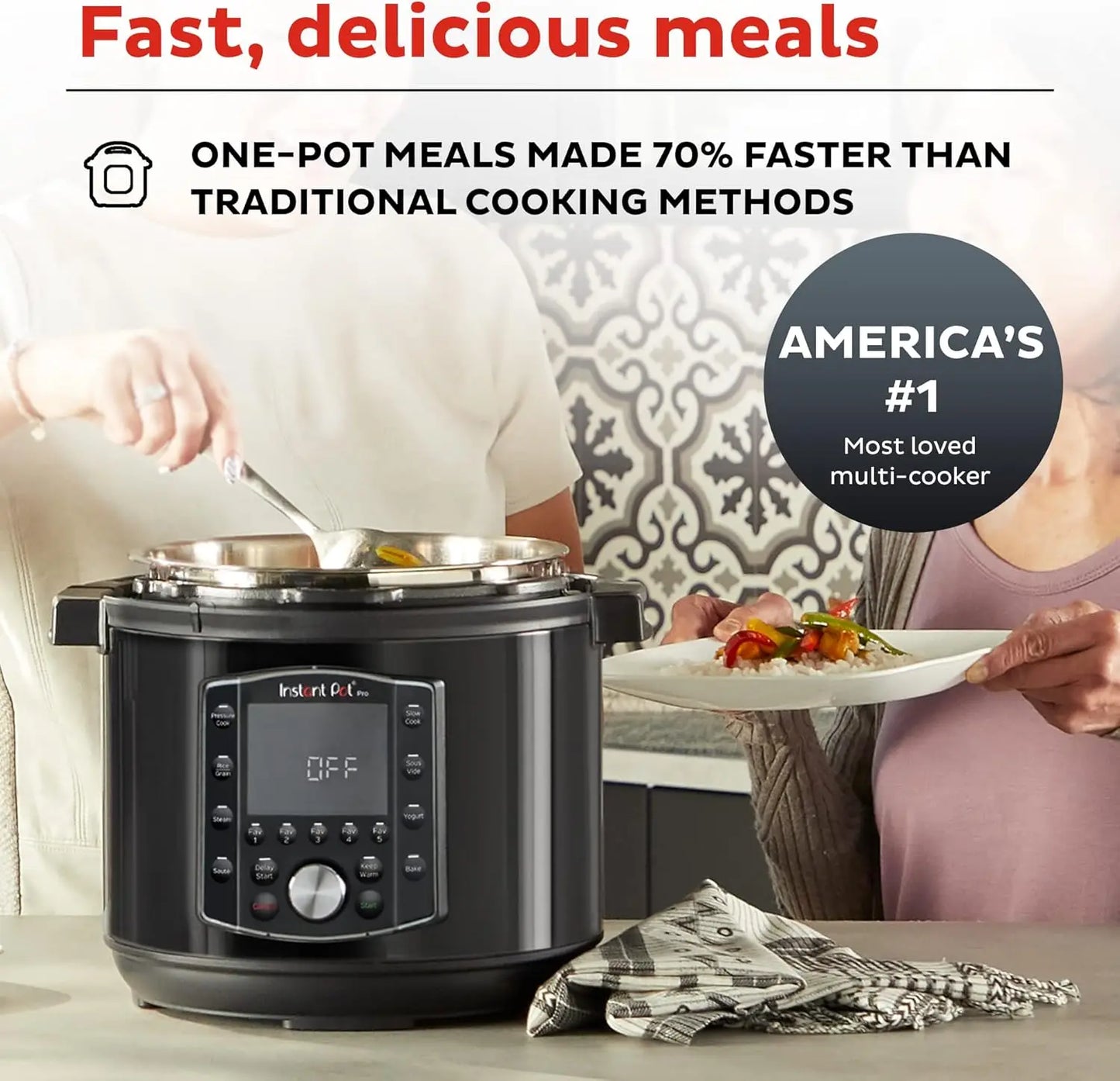 Instant Pot Pro (8 Qt) 10-In-1 Pressure Cooker, Slow Cooker, Rice/Grain Cooker, Steamer, Sauté, Sous Vide, Yogurt Maker,