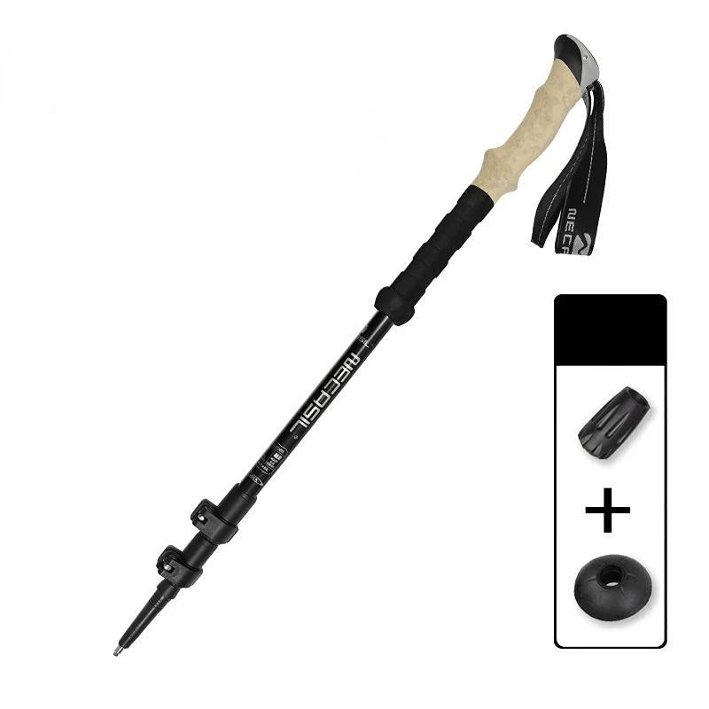1PCS 135CM Aluminum Outdoor Hiking Anti Shock Walking Sticks Telescopic Trekking Climbing Poles Ultralight Walking Canes