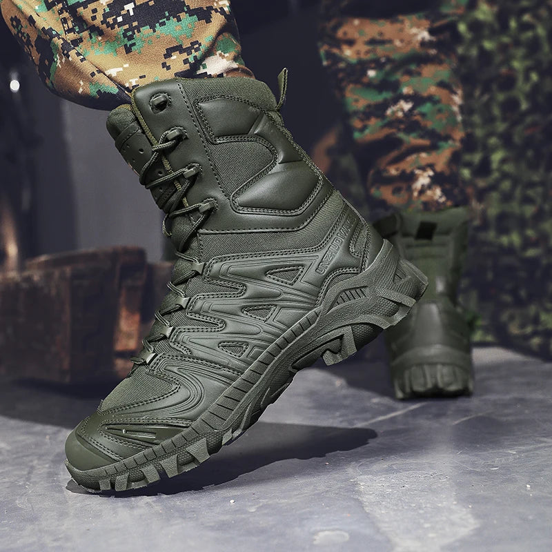 Men's outdoor non-slip jungle training boots four seasons high top plus size hiking boots professional protective desert boots
